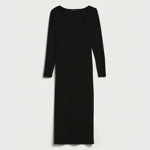 Banana Republic Ribbed Scoop-Neck T-Shirt Dress, BLACK SIZE S    #745959 W0103